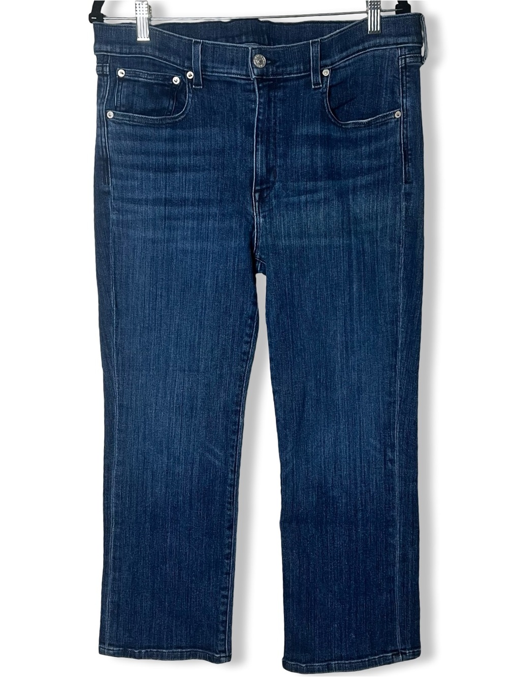 Ayr Women’s The Pop High Rise Straight Leg Crop Jeans Medium Blue‎ Denim Sz. 34S